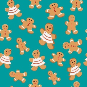 Seamless patterns with gingerbread cookies. 