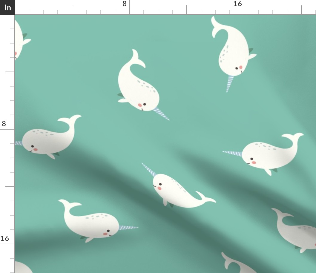 Friendly narwhal - mint - large scale