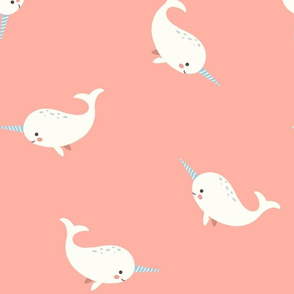 Friendly narwhal - peach - large scale