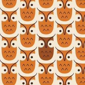 Graphic owls - tangerine - large scale