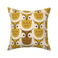 Graphic owls - mustard - large scale