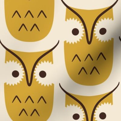 Graphic owls - mustard - large scale