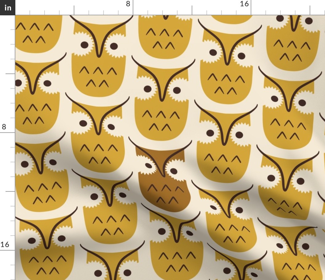 Graphic owls - mustard - large scale