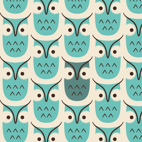 Graphic owls - cyan - large scale