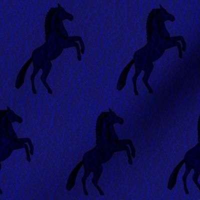 Prancing Pony on dark midnight blue leather