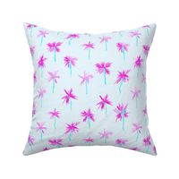 Fun magenta and mint Palm d'Azur - watercolor palms for beach and summer