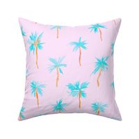Palm d'Azur on blush pink - watercolor palms for beach and summer, larger scale