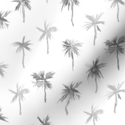 Silver Palm d'Azur - watercolor palms for beach and summer in shades of grey