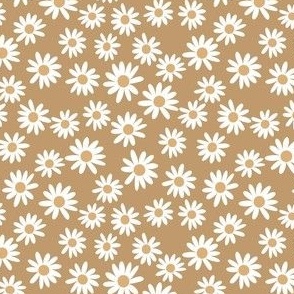 SMALL daisy flowers fabric - camel