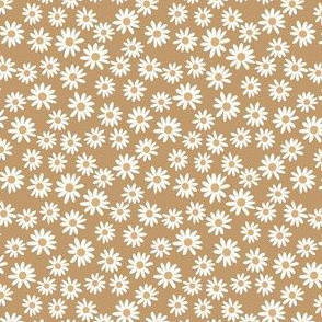 TINY  daisy flowers fabric - camel