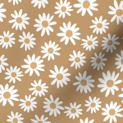  daisy flowers fabric - camel