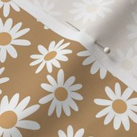  daisy flowers fabric - camel