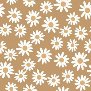  daisy flowers fabric - camel