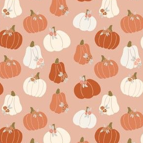 halloween pumpkins floral - muted colors fabric - cafe