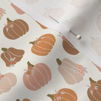 halloween pumpkins floral - muted colors fabric -cream no black