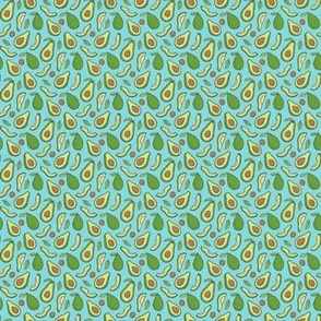 Avocado  Fabric on Blue Tiny Small Micro 0,5 inch