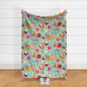 sweet strawberries // light blue // large scale