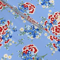FORGET ME NOTS, DAISIES AND SWEET WILLIAM PATRIOTIC FLORAL