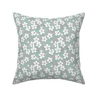 Boho hibiscus blossom and palm leaves Hawaii tropical summer garden nursery white gray sage green SMALL