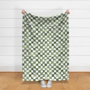 XL watercolor checkerboard - terre verte green