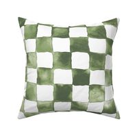 XL watercolor checkerboard - terre verte green