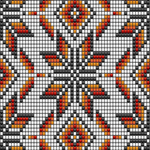 Desert kilim large native aztec white beads