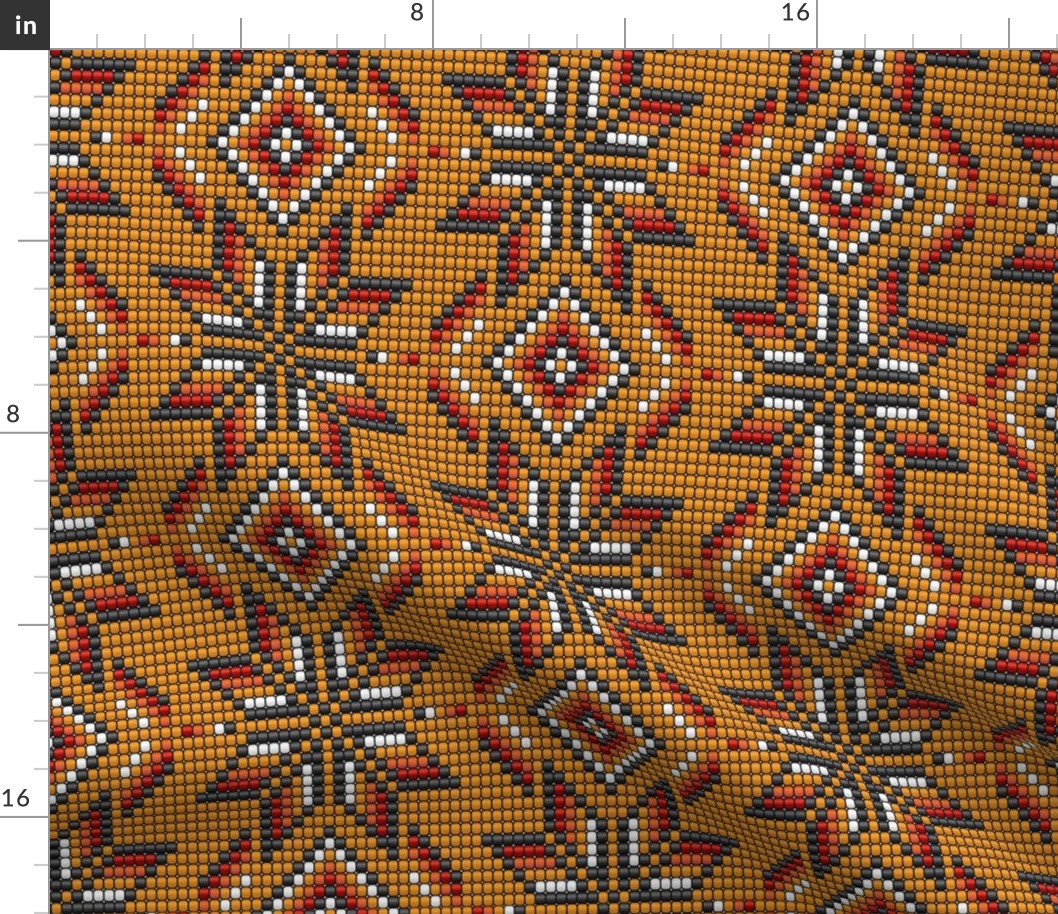 Aztec orange textured 3D beads kilim