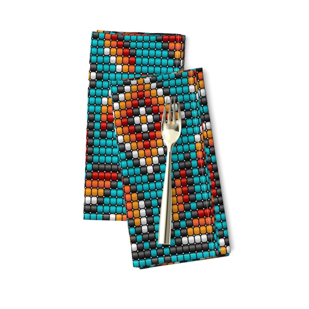 Desert kilim large native aztec peacock teal beads