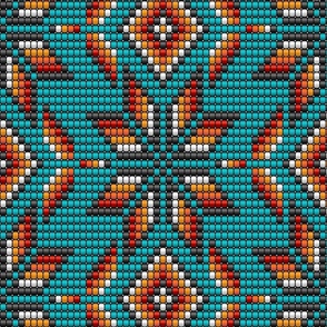 Desert kilim large native aztec peacock teal beads