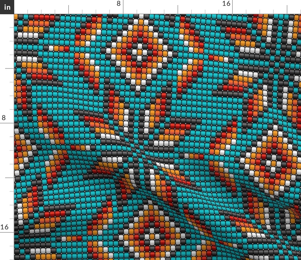 Desert kilim large native aztec peacock teal beads