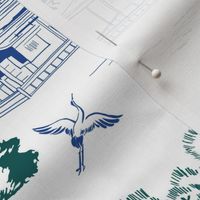 Blue Green Japanese Toile