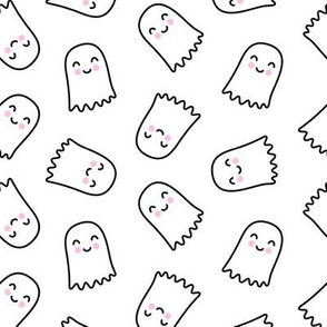 cute ghost - halloween kids happy ghost - black and white - LAD20