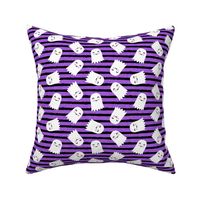 cute ghost - halloween kids happy ghost - black and purple stripes - LAD20