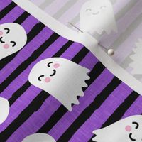 cute ghost - halloween kids happy ghost - black and purple stripes - LAD20