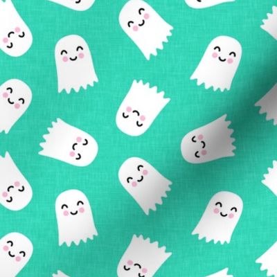 cute ghost - halloween kids happy ghost - teal - LAD20