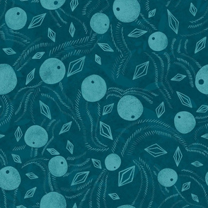 Citrus gems in deep ocean blue