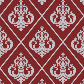 Damask Red Grey