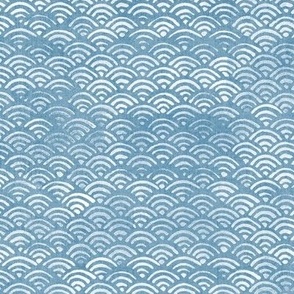 Japanese Ocean Waves in Azure Blue (large scale) | Block print pattern, Japanese waves Seigaiha pattern in light blue.