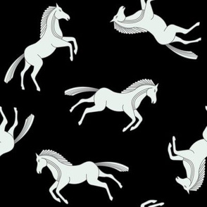White Horses on black background