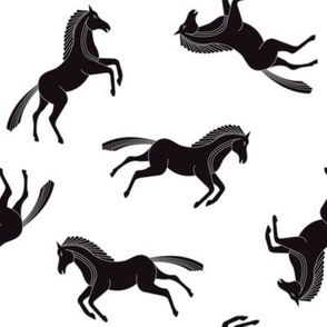 Black Horses on white background