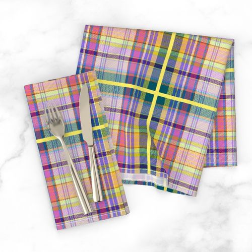 Janey's Bouquet Tartan - sunshine yellow, lavender, teal, pink