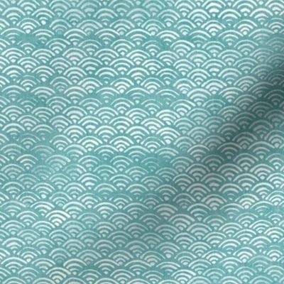 Japanese Ocean Waves in Turquoise | Block print pattern, Japanese waves Seigaiha pattern in bright aqua blue.