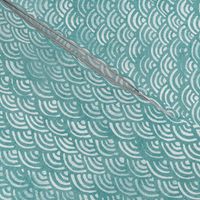 Japanese Ocean Waves in Turquoise (xl scale) | Block print pattern, Japanese waves Seigaiha pattern in bright aqua blue.