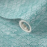 Japanese Ocean Waves in Turquoise (xl scale) | Block print pattern, Japanese waves Seigaiha pattern in bright aqua blue.