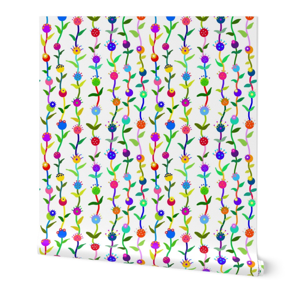 Abstract Hanging Flower Garden #1 - white, large 