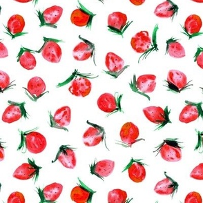 Woodland strawberry - watercolor wild berries - sweet painted berry pattern p301-2 