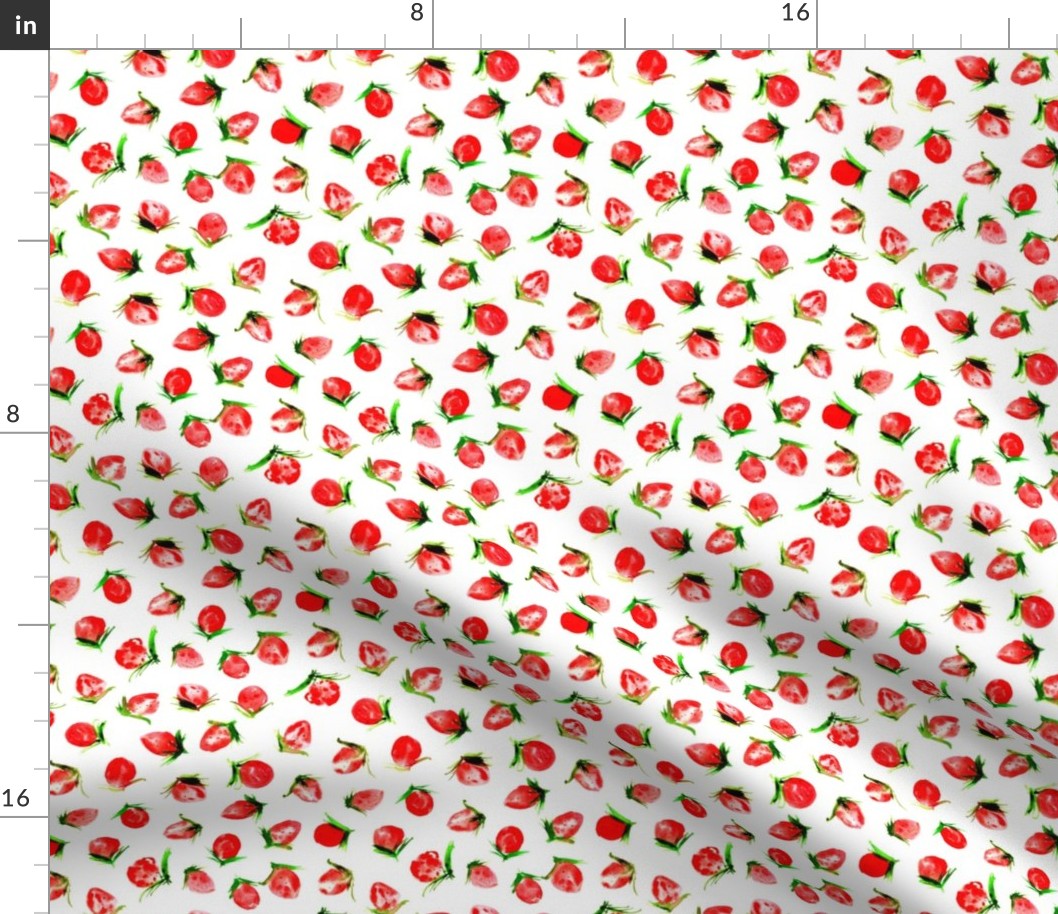 Sweet woodland strawberry - smaller scale watercolor wild berries - sweet painted berry pattern