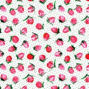 Woodland strawberry - watercolor wild berries - sweet painted berry pattern p301