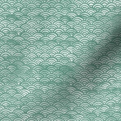 Japanese Ocean Waves in Jade Green | Block print pattern, Japanese waves Seigaiha pattern in sea foam green.