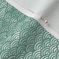 Japanese Ocean Waves in Jade Green | Block print pattern, Japanese waves Seigaiha pattern in sea foam green.